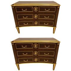 Pair of Russian Neoclassical Style Inverted Front Chests / Commodes