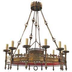 Antique Bronze Church Chandelier, circa 1850
