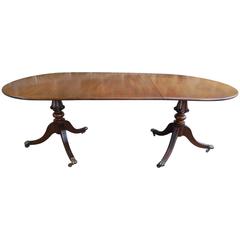 Antique Mahogany Twin Pillar Extending Dining Table