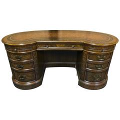 Gorgeous Georgian Style Carved Mahogany Kidney Shaped Desk by Maitland-Smith