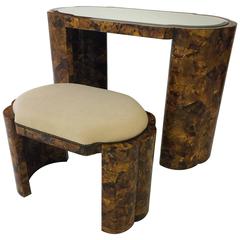 Maitland-Smith Tortoise Style Veneer Vanity and Stool 9