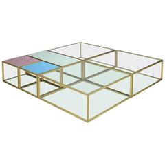 Bespoke Geometric 'Mondrian' Brass Low Modular Table, by P. Tendercool