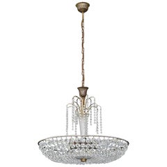 Great Lobmeyr Cascading Waterfall Chandelier Faceted Crystal Glass Brass, 1955