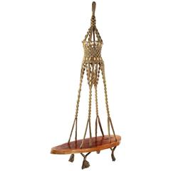 Retro Brazilian Satinwood and Woven Rope Swing