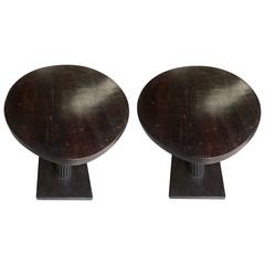 Very Rare Pair of Solid Ebony Egg Tables