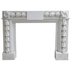 Finely Carved Oak Leaf and Acorn Design Marble Chimneypiece