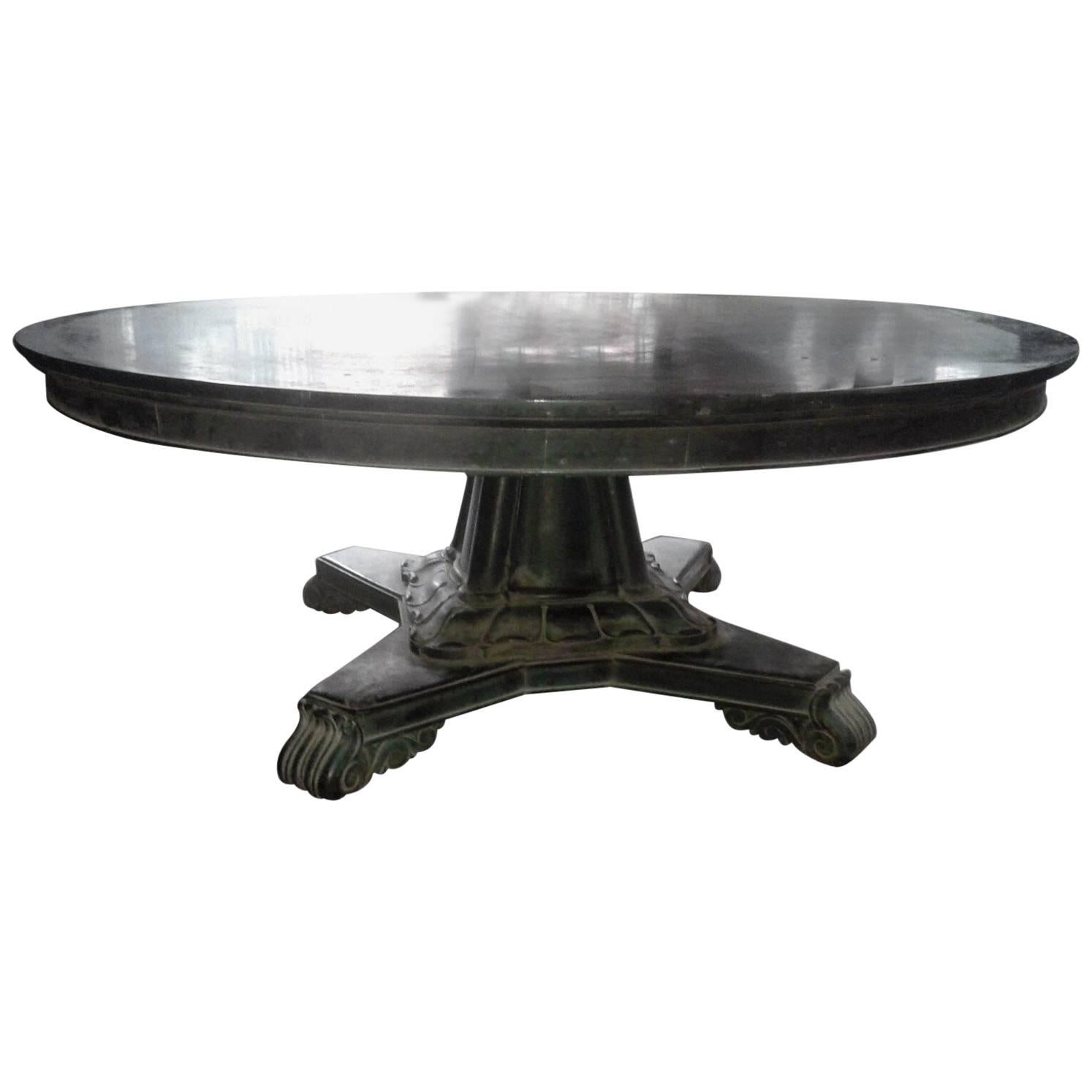 Massive Circular Solid Ebony Centre Table For Sale