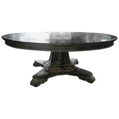 Massive Circular Solid Ebony Centre Table