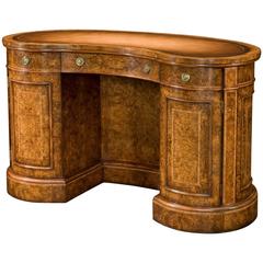 Antique Walnut Kidney Shaped Pedestal Desk