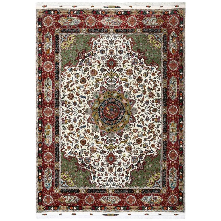 Animal Motif Vintage Tabriz Persian Rug For Sale at 1stdibs