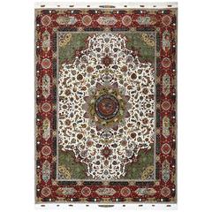 Animal Motif Vintage Tabriz Persian Rug 6