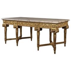 Carved Giltwood Centre Table with a Marble Top, French, circa 1870 7