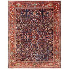 Antique Navy Mahal Persian Rug 11