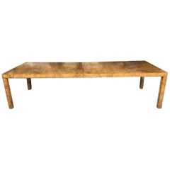Milo Baughman for Directional Burl Wood Parsons Dining Table, Restored