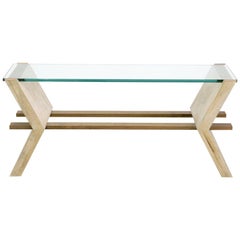 Sentient 'Friends' Coffee Table in Maple, Walnut, Glass and Copper
