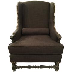 Early 20th Century French Upholstered Wing Chair