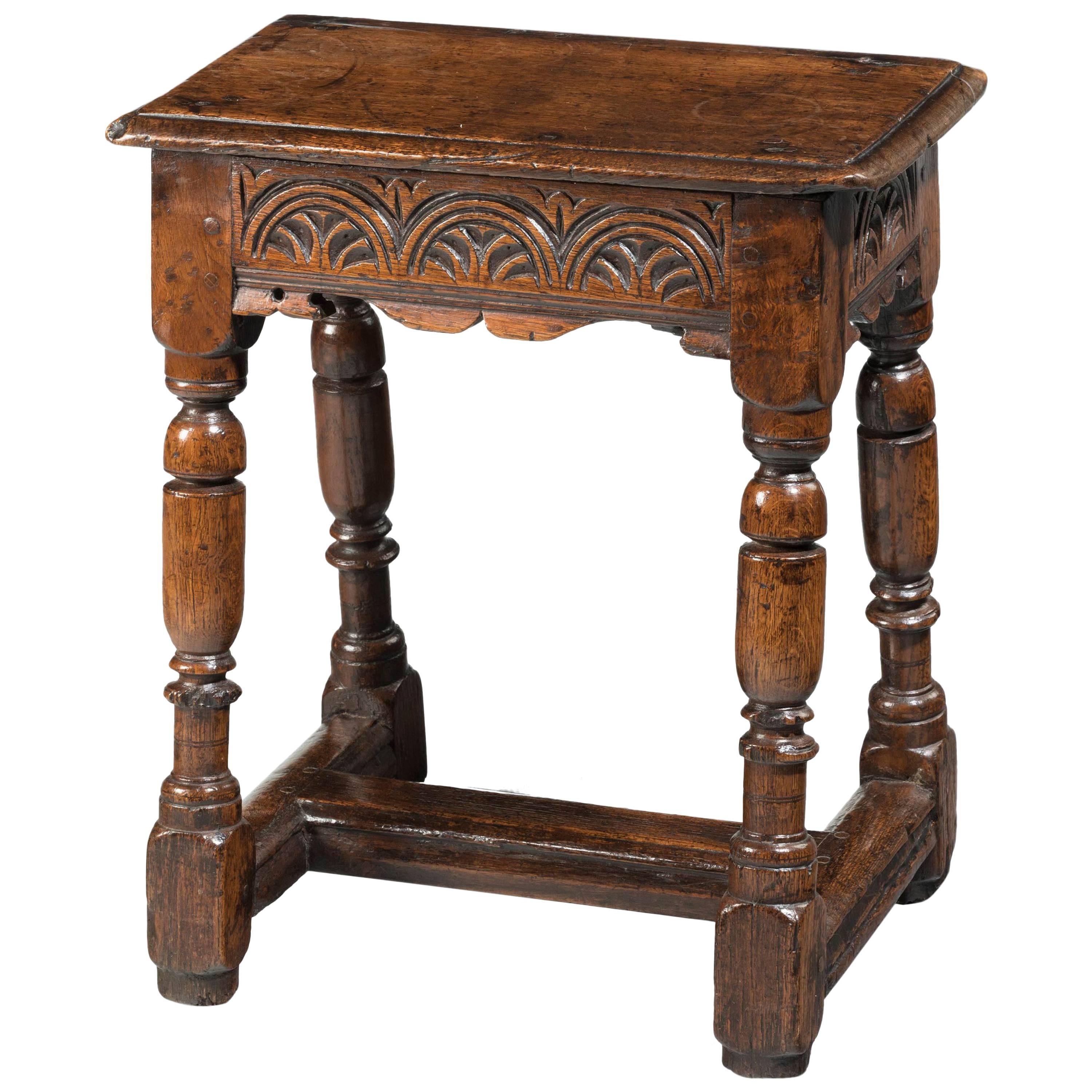 Early 18th Century Oak Joint Stool of Considerable Construction
