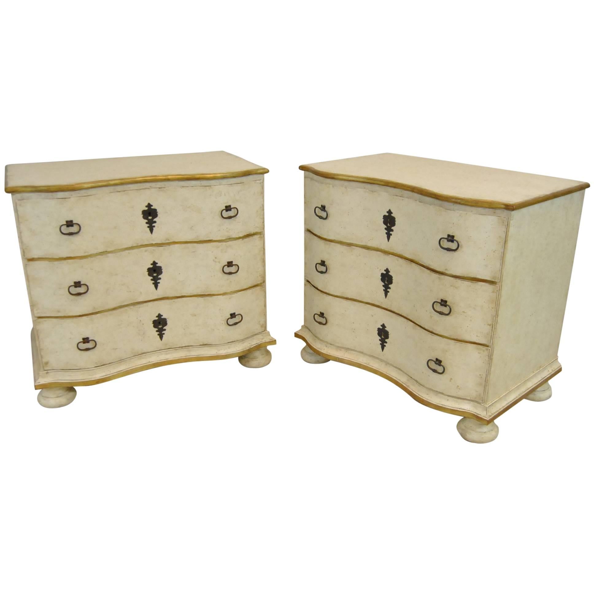 Pair of Amy Howard Serpentine Commode Chest of Drawers