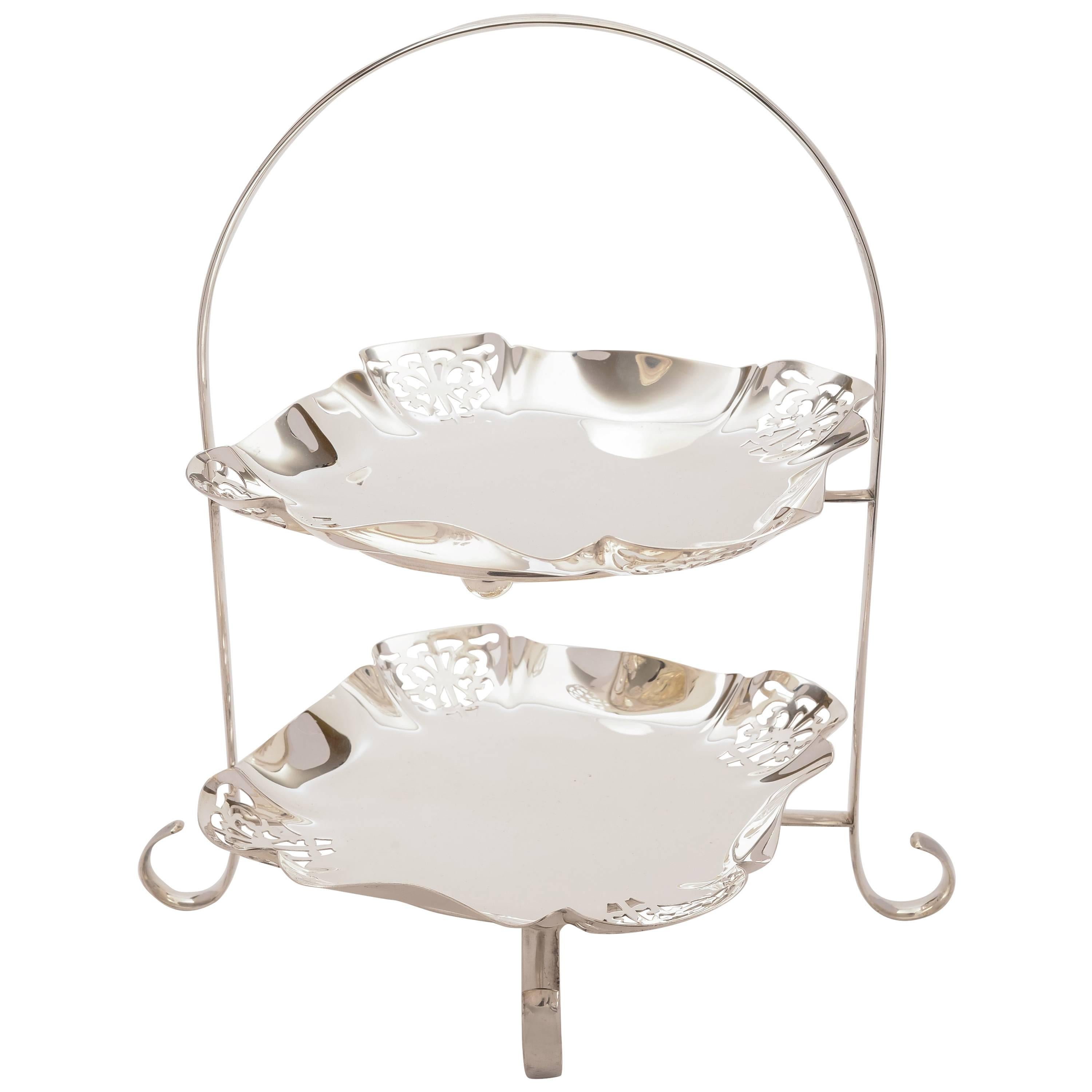 Early 20th Century Silver Plated Two-Tier Cake Stand For Sale