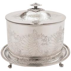 19th Century Victorian Oval Silver Plated Biscuit/Cookie Box