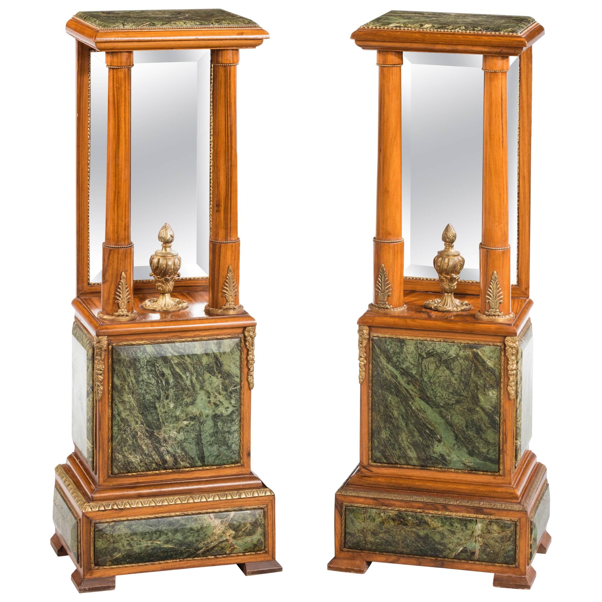 Pair of Louis XVI Style Marble Mounted Stands