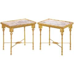 Pair of Early 20th Century Gilt Metal and Marble Low Side Tables
