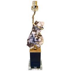 Mid-Century Modern Museum Mounted Specimen Quartz Geode, Now as a Lamp 3
