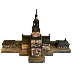 Vintage Polychromed Plaster Architectural Model of Independence Hall 10