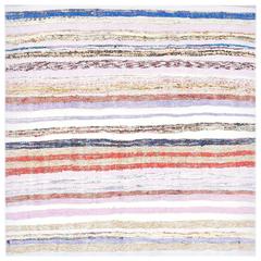 Striped Long Kilim Runner, Cotton Flat-Weave Rug 10