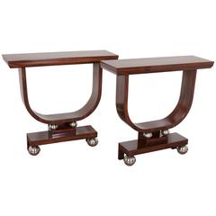 Pair of French Art Deco Macassar Ebony "U" Shaped Consoles 5