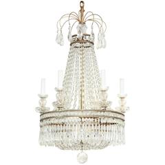 French Crystal and Bronze Six-Light Chandelier 3