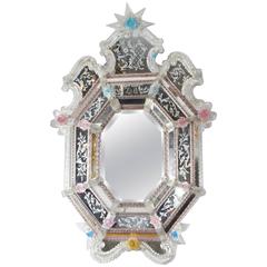 Venetian Rococo Style Etched Glass Mirror