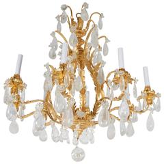 A Louis XV Style Cage Form Gilt and Rock Crystal Chandelier 1