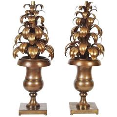 Pair of Plant Form Mid-Century Modern Table Lamps