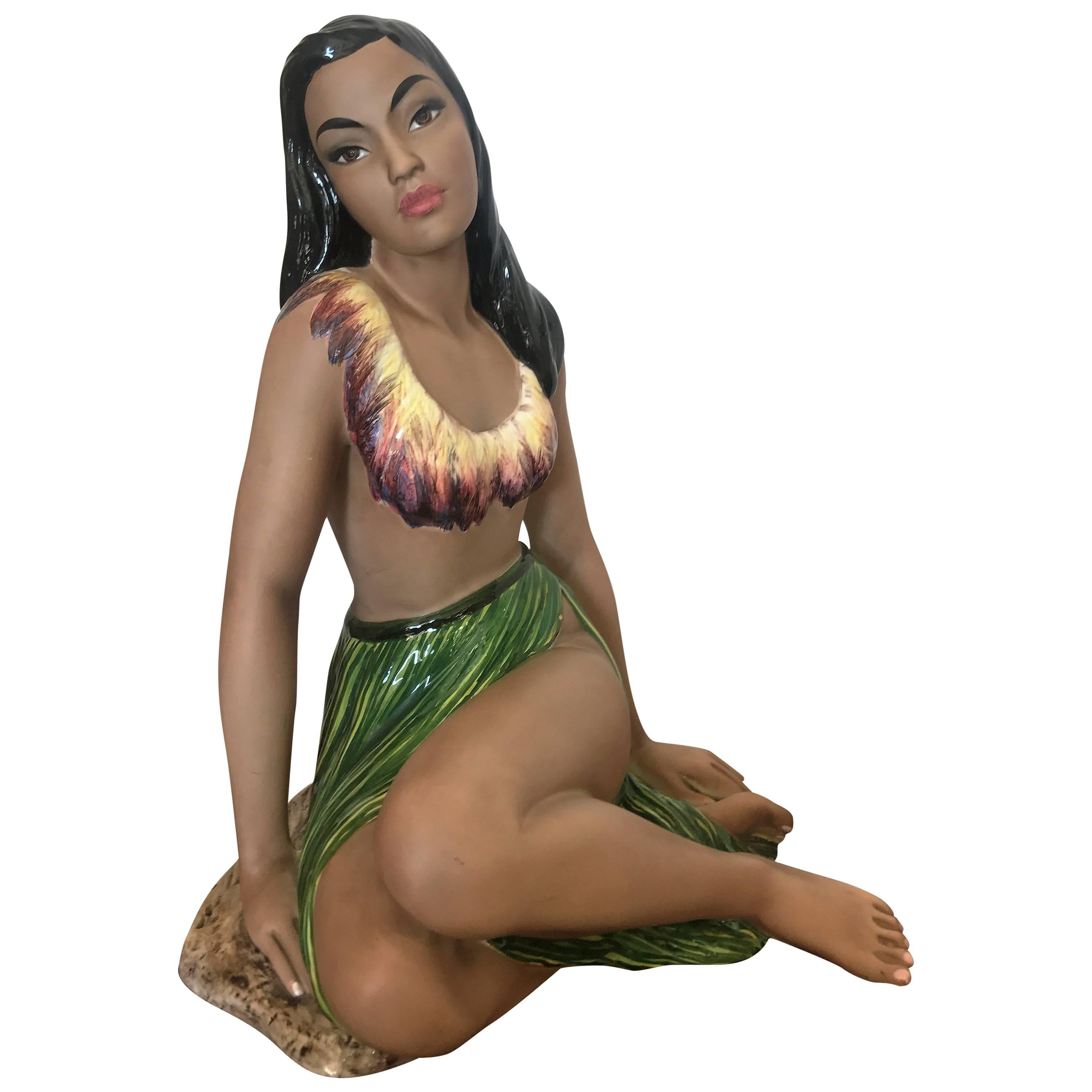 Ceramic Sculpture "Hawaiian Girl" Ronzan, 1950