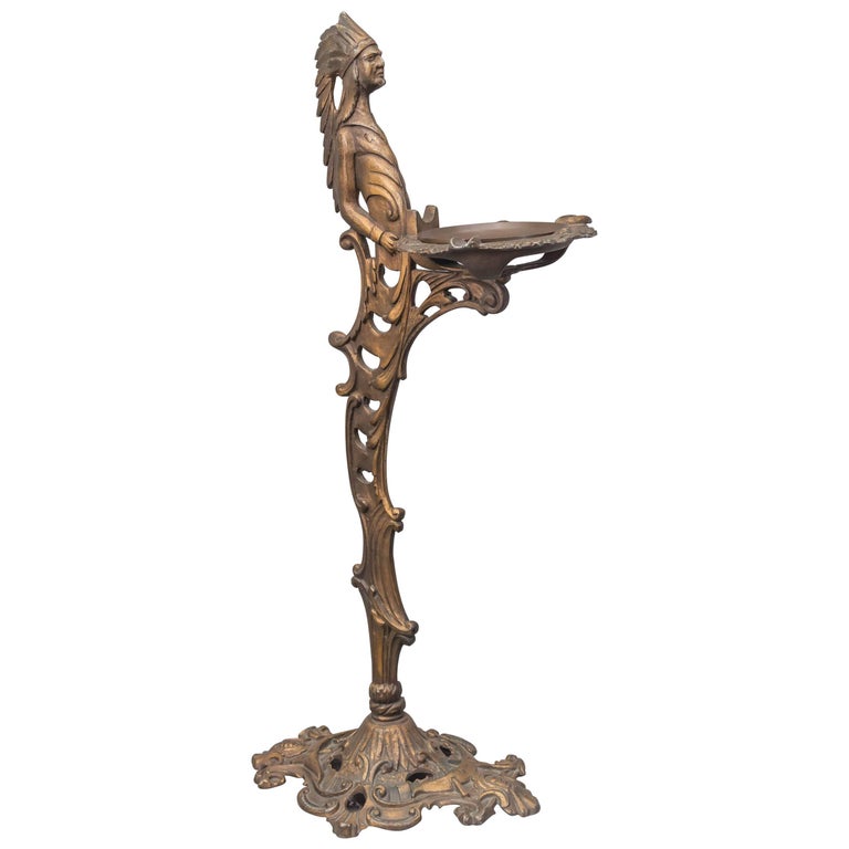 Cast Iron Ash Tray or Cup Holder with an American Indian at 1stDibs