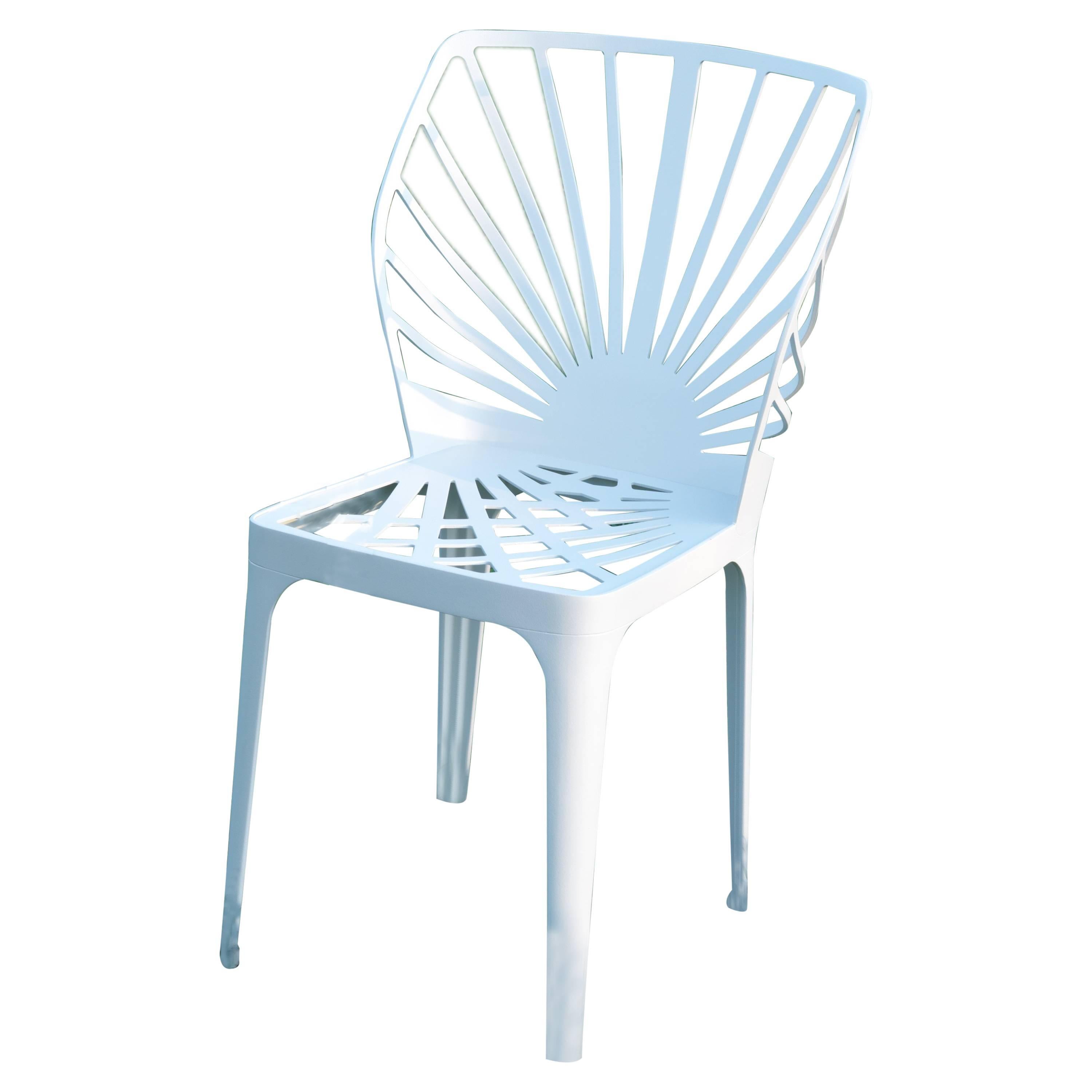 "Sunrise" White Painted Aluminum Chair Designed by L. and R. Palomba for Driade
