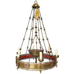 Antique Bronze Church Chandelier, circa 1850
