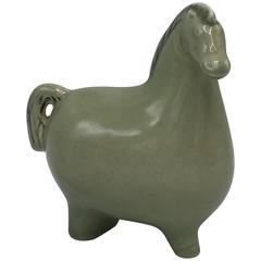 1950s Stig Lindberg Green Ceramic Horse Sculpture 1
