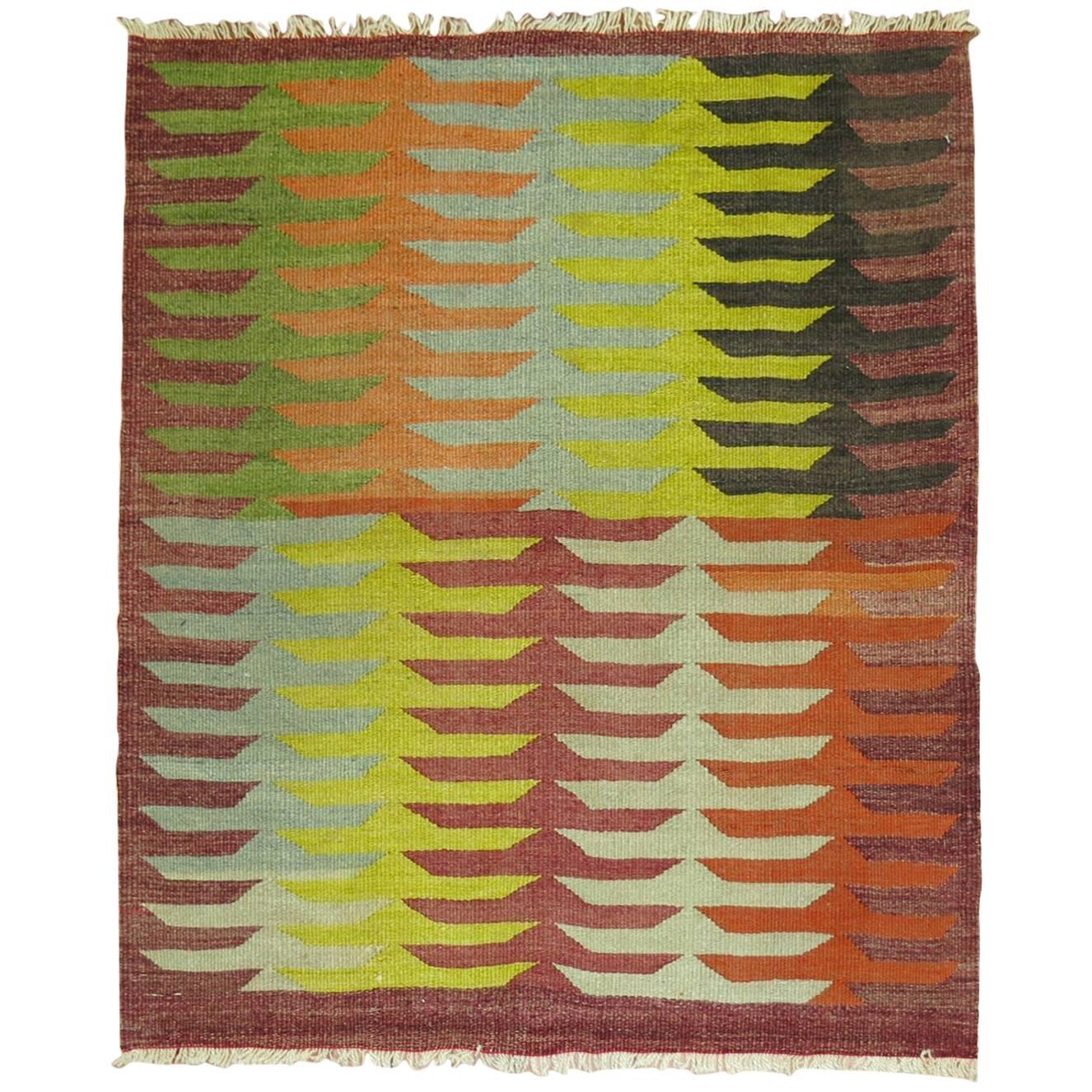 Vintage Turkish Kilim Square