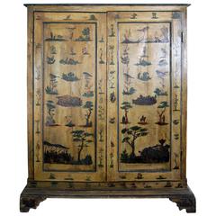 19th Century Two-Door Italian Armoire with Decoupage Elements