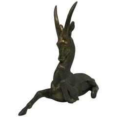 1970s Bronze Ibex Goat Sculpture