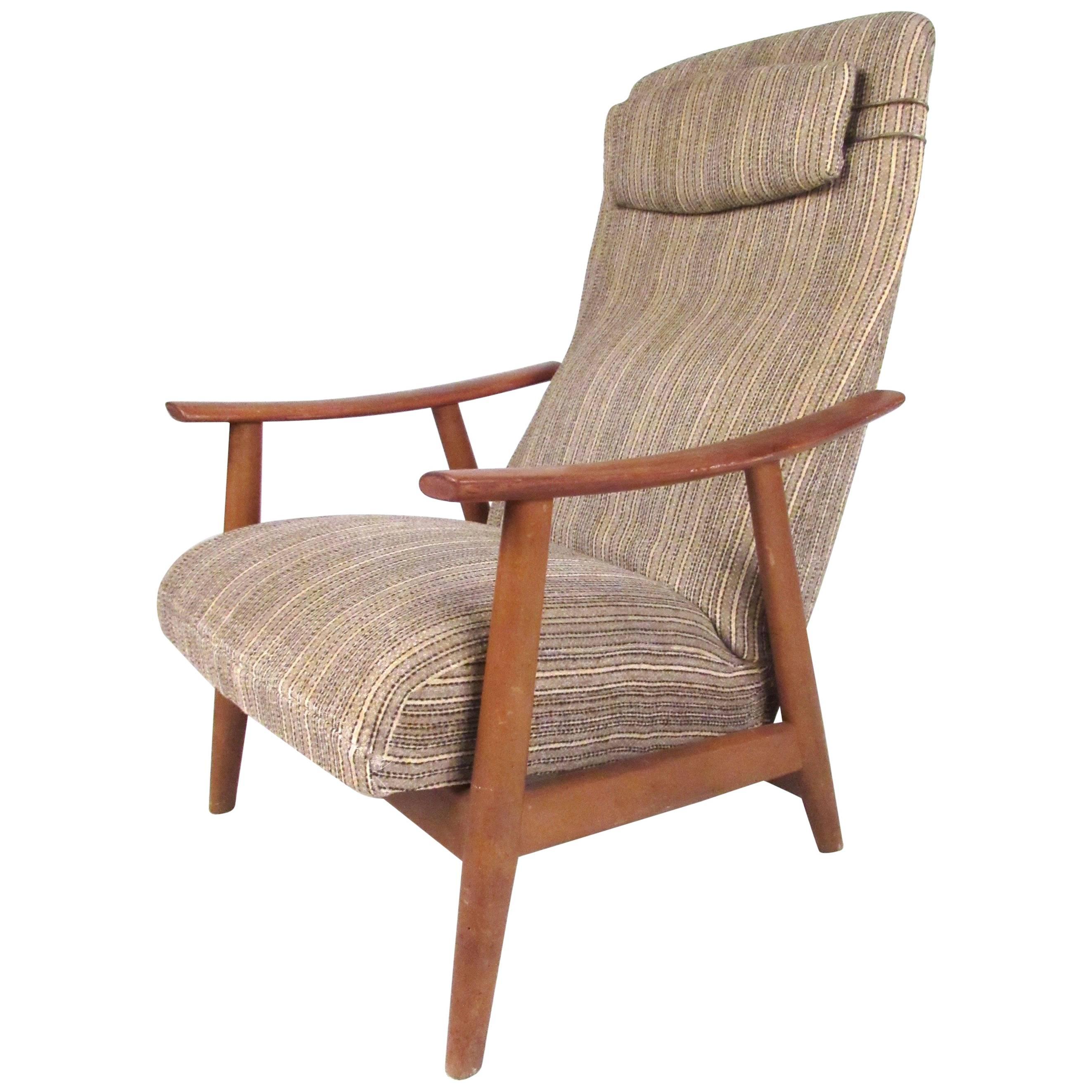 Scandinavian Modern High Back Teak Lounge Chair