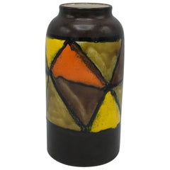 1960s, Italian, Bitossi Raymor Ceramic Polychrome Geometric Vase