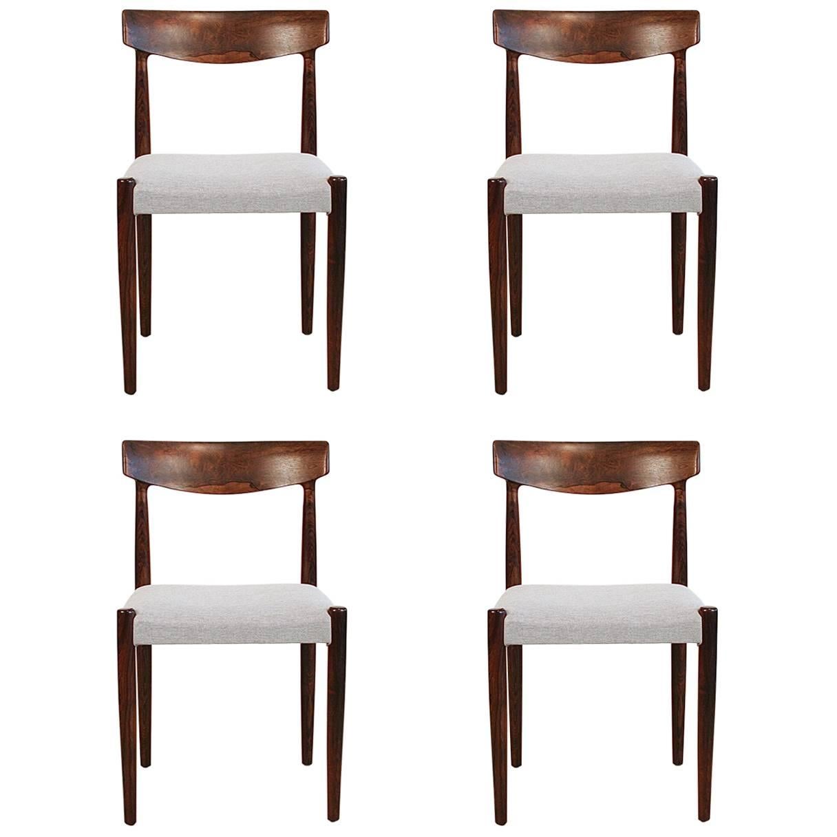 Set of Four Vintage Danish Rosewood Dining Chairs by Knud Faerch For Sale