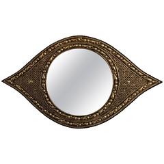 Eye Ball Form Art Deco Style Metal Wall Mirror 1
