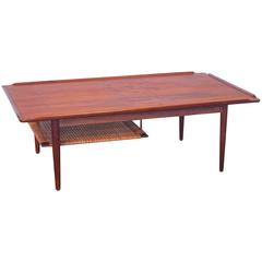 Selig Coffee Table with Woven Cane Shelf