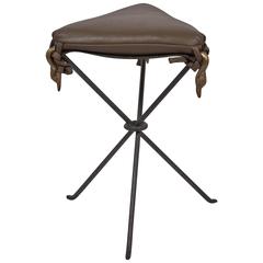 Leather Seat Tripod Base Stool, French 12