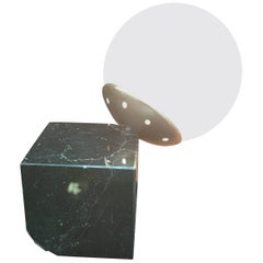 Vintage Black Marble Small Table Lamp Made in Italy, circa 1975