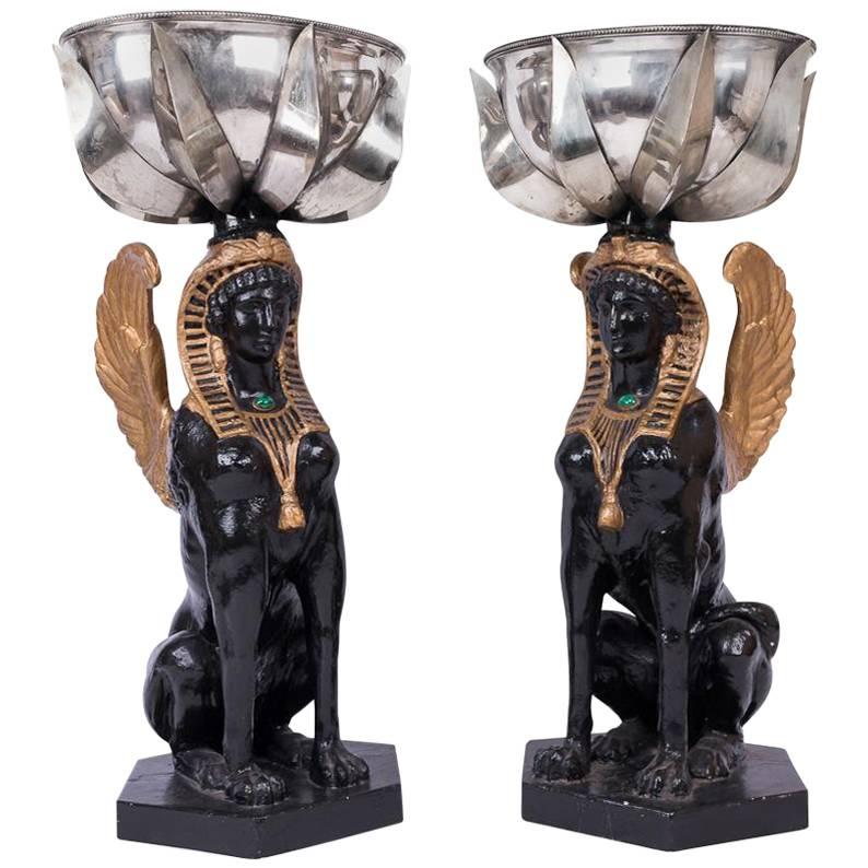 20th Century Plaster & Silver Plated Egyptian Revival Planters, Anthony Redmile